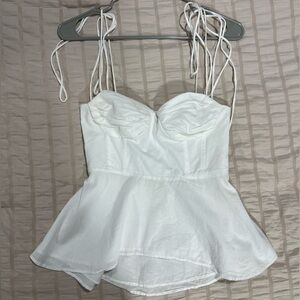 Zara White Strap Detail Blouse